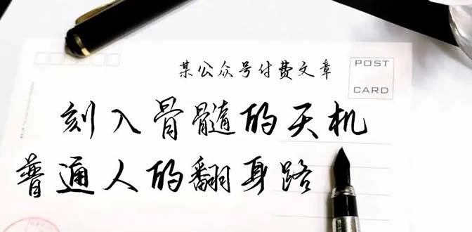 某公众号付费文章：刻入骨髓的天机，揭露“普通人的翻身路” 这件通天大事-副业金库