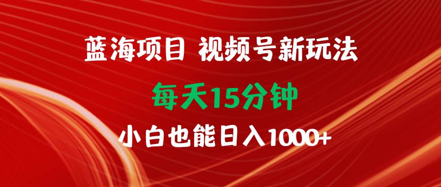 蓝海项目视频号新玩法 每天15分钟 小白也能日入1000+-副业金库