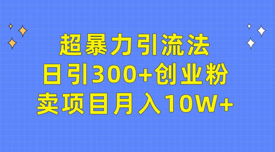 超暴力引流法,日引300+创业粉,卖项目月入10W+-副业金库