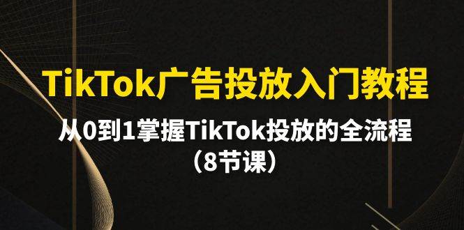 TikTok广告投放入门教程，从0到1掌握TikTok投放的全流程（8节课）-副业金库