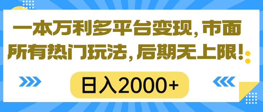 一本万利多平台变现，市面所有热门玩法，日入2000+，后期无上限！-副业金库