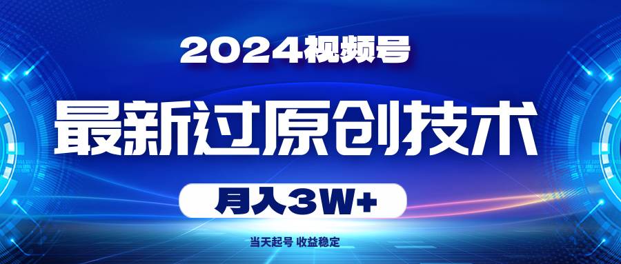 2024视频号最新过原创技术，当天起号，收益稳定，月入3W+-副业金库