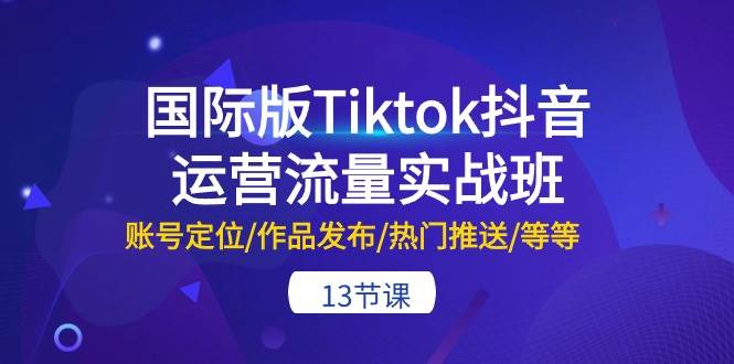 国际版Tiktok抖音运营流量实战班：账号定位/作品发布/热门推送/等等-13节-副业金库