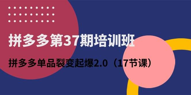 拼多多第37期培训班：拼多多单品裂变起爆2.0（17节课）-副业金库