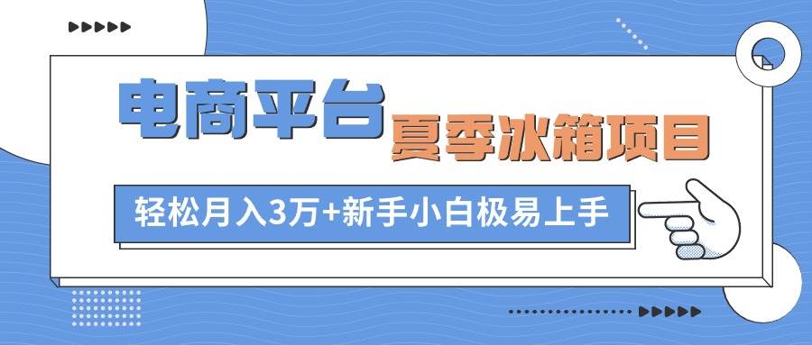 电商平台夏季冰箱项目，轻松月入3万+，新手小白极易上手-副业金库