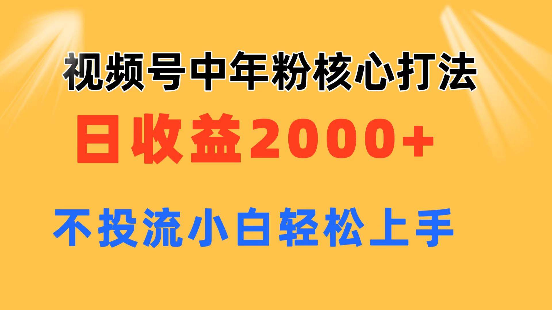 视频号中年粉核心玩法 日收益2000+ 不投流小白轻松上手-副业金库