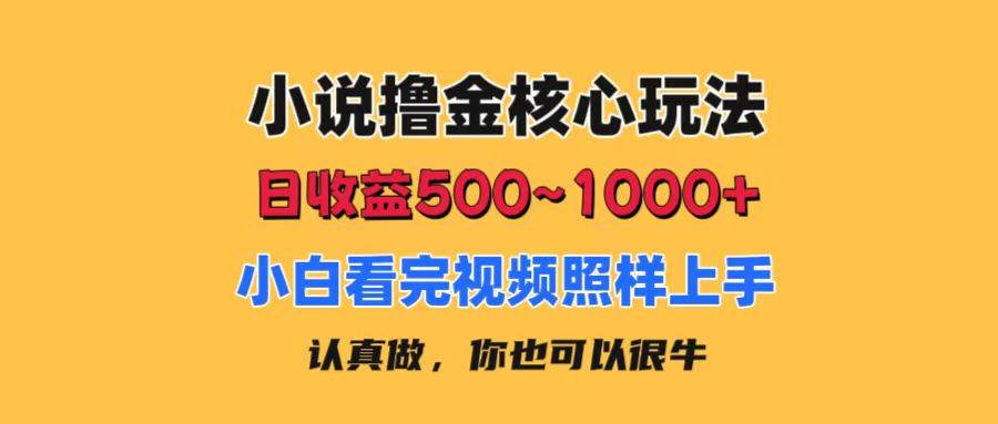 小说撸金核心玩法，日收益500-1000+，小白看完照样上手，0成本有手就行-副业金库